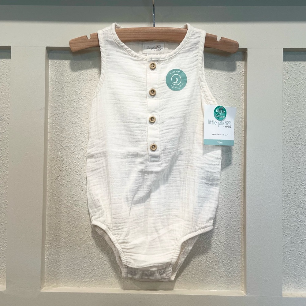White Sleeveless Baby Bodysuit with Buttons